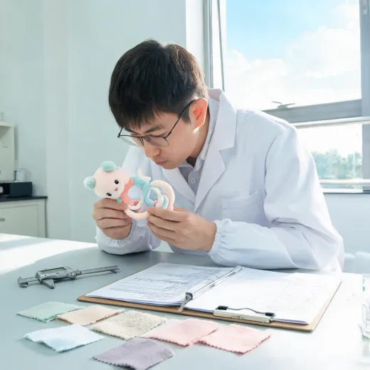 Toy safety reviewer checking materials