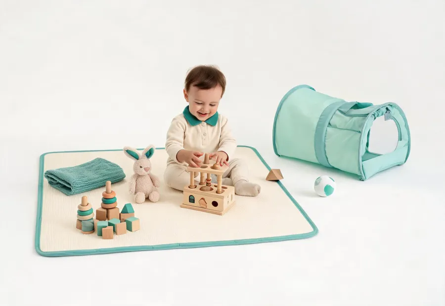 Curated baby toys, play mat, outdoor play item, and STEM toys